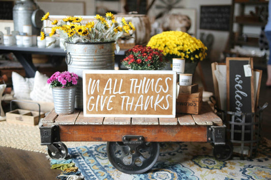 In All Things Give Thanks Framed Wood Sign Fall Decor Thanksgiving Decor