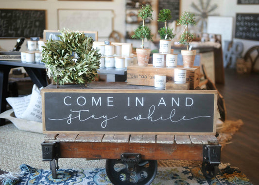 Come In And Stay Awhile Framed Wood Sign Foyer Decor Entryway decor