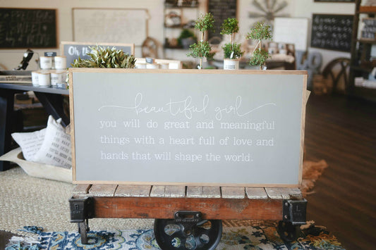 Beautiful Girl Framed Wood Sign Nursery Decor