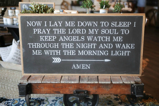 Now I Lay Me Down To Sleep Framed Wood Sign