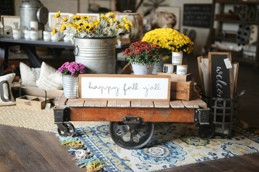 Happy Fall Y'all Framed Wood Sign Fall Decor Entryway Decor