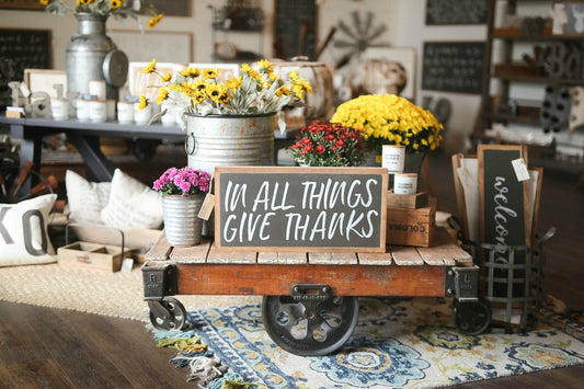 In All Things Give Thanks Framed Wood Sign Fall Decor Thanksgiving Decor
