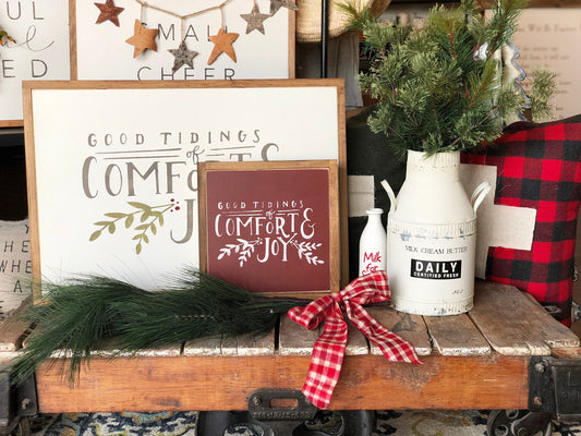 Good Tidings Framed Wood Holiday Sign