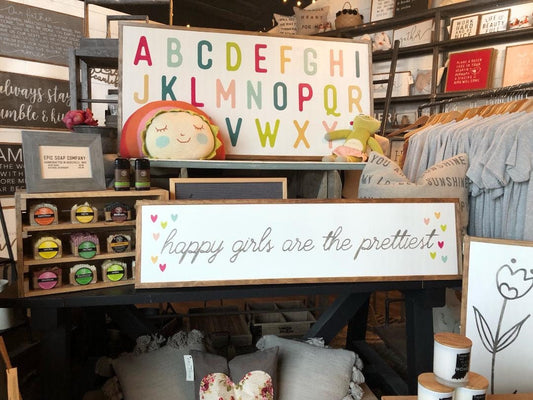 Happy Girls Are The Prettiest Framed Wood Sign Nursery Decor Kids Room Decor