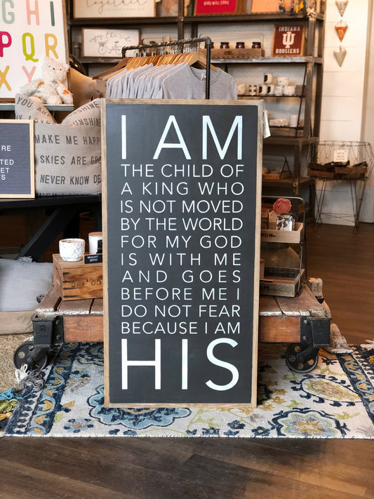 Veritcal I Am The Child Of A King I Am His Framed Wood Sign Nursery Decor Kids Room