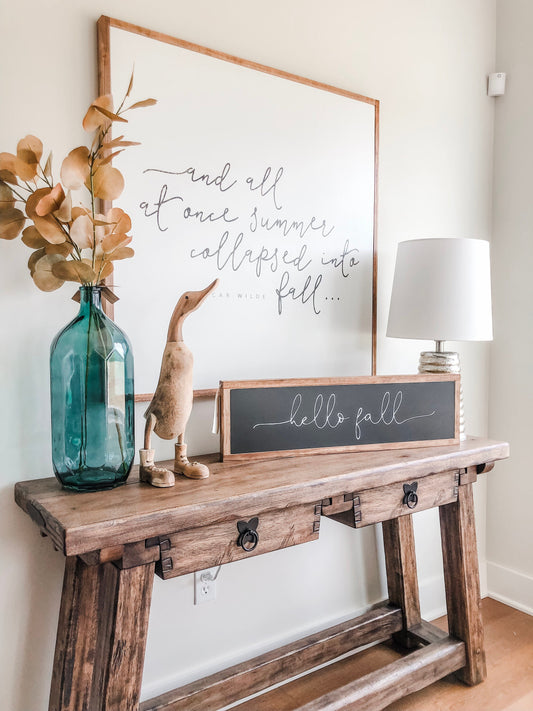 Hello Fall Framed Wood Sign Fall Decor Entryway Decor