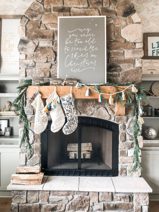 May You Never Be Too Old To Search the Skies On Christmas Eve Framed Wood Sign Christmas Sign Holiday Decor Living Room Decor