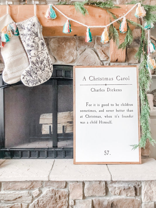 A Christmas Carol For It Is Good To Be Children Framed Wood Sign Holiday Decor Christmas Sign