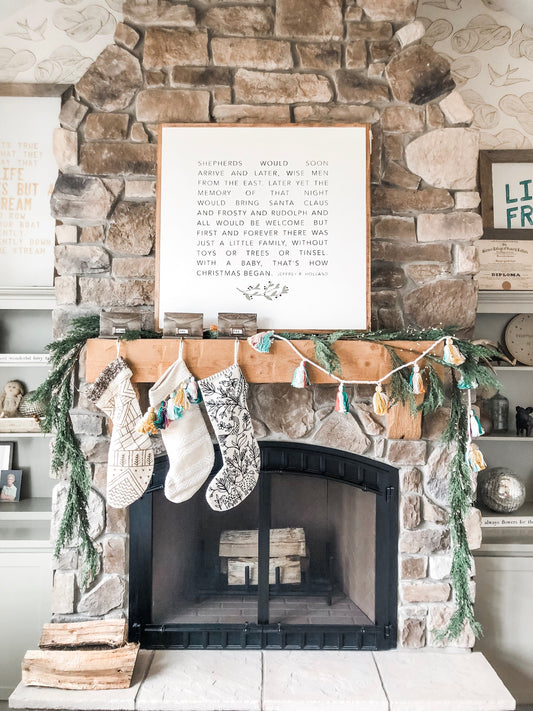 But First and Forever There Was Just A Family, With A Baby That's How Christmas Began (LONG Version) Framed Wood Holiday Sign