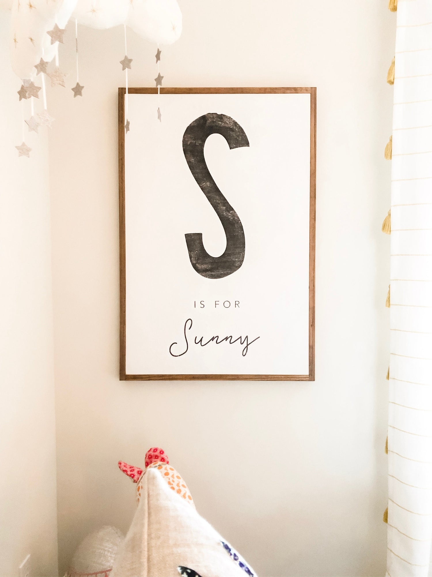 Custom Kids Name Framed Wood Sign Children Monogram Nursery Room Decor