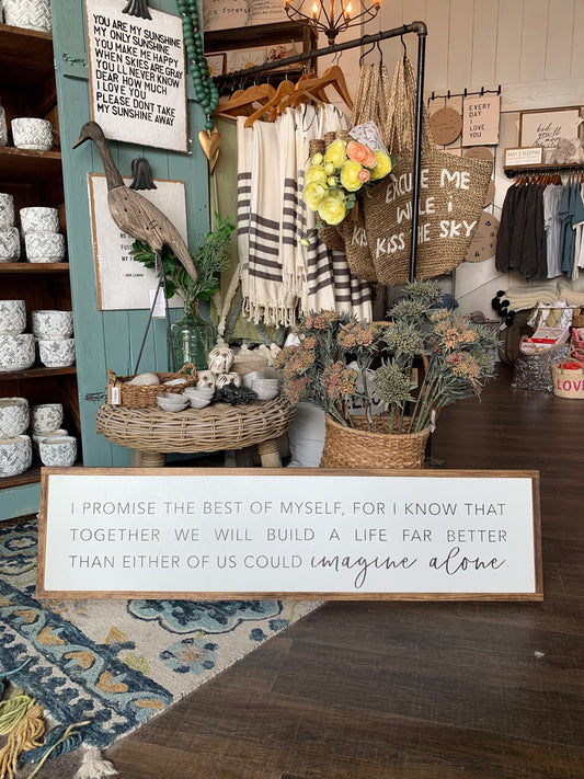 I Promise The Best Of Myself.. Framed Wood Sign Bedroom Decor Anniversary Gift