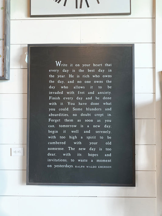 Write It On Your Heart That Every Day Is The Best Day Framed Wood Sign