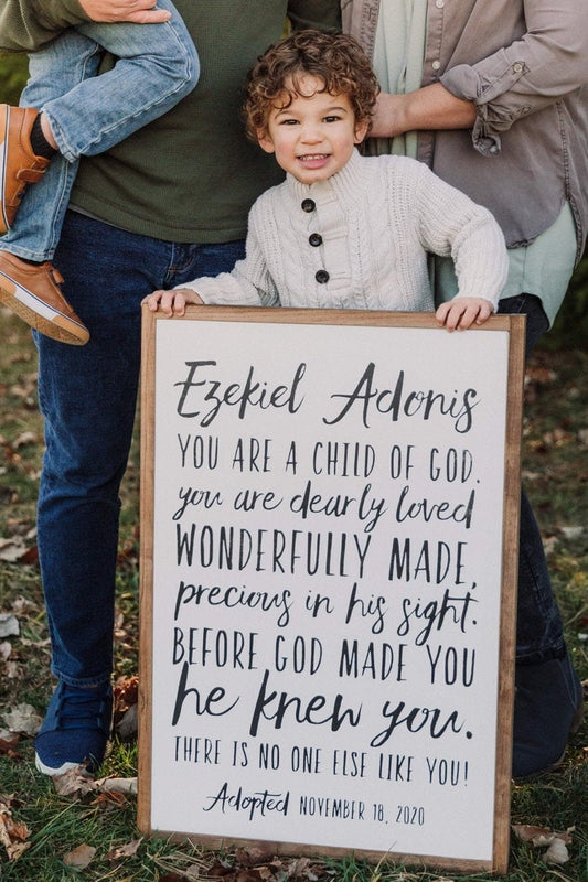 You Are A Child Of God Framed Wood Sign Adoption Sign Personalized