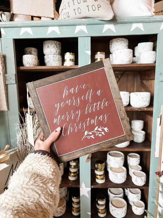 Have Yourself A Merry Little Christmas Framed Wood Holiday Sign Fireplace decor