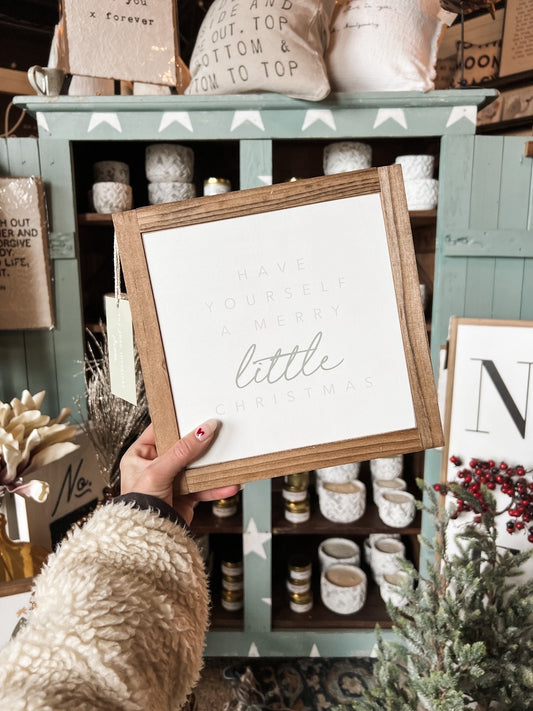 Have Yourself A Merry Little Christmas Framed Wood Holiday Sign Fireplace decor