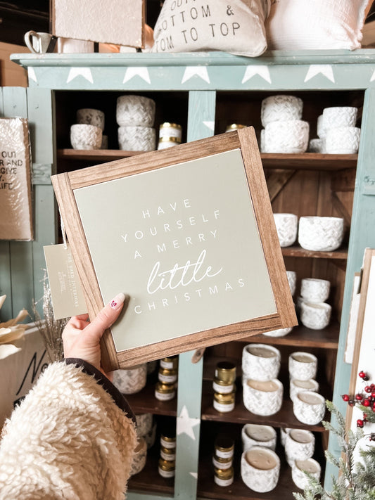 Have Yourself A Merry Little Christmas Framed Wood Holiday Sign Fireplace decor