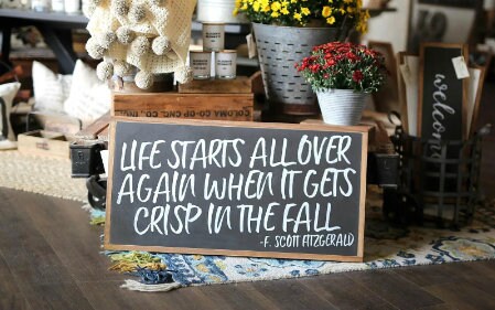 Life Starts All Over When It Gets Crisp In The Fall F. Scott Fitzgerald Framed Wood Sign