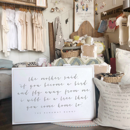 Horizontal Runaway Bunny Framed Wood Sign Kids Room Decor Nursery Decor