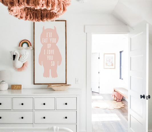 I'll Eat You Up I Love You So Framed Wood Nursery Sign Baby shower gift Kids Room decor