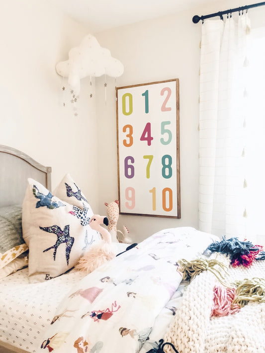 Numbers 1-10 Framed Wood Sign Kids Room Decor Playroom Decor