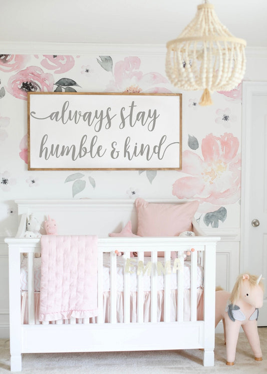 Horizontal Always Stay Humble And Kind Framed Wood Sign