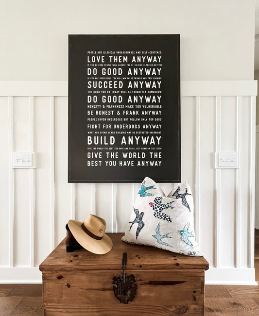 People Are Illogical Love Them Anyway Mother Teresa Quote Framed Wood Sign