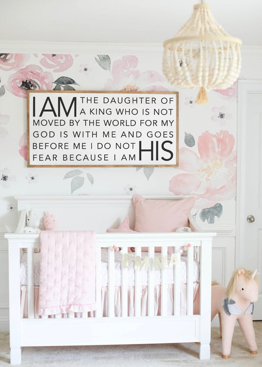 I Am The Daughter Of A King I Am His Framed Wood Sign Nursery Decor Kids Room