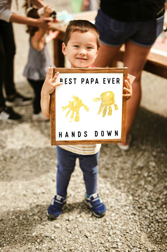 Handprint Framed Wood Sign Kids Room Decor