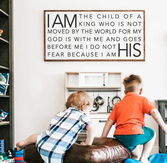 Horizontal I Am The Child Of A King I Am His Framed Wood Sign Nursery Decor Kids Room