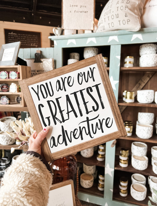 You Are Our Greatest Adventure Framed Wood Sign Baby Shower Gift Nursery Decor Kids Room Decor