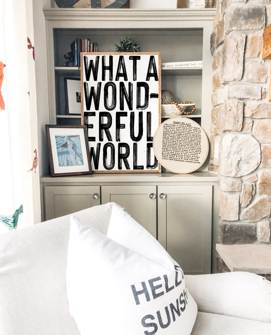 What A Wonderful World Framed Wood Sign