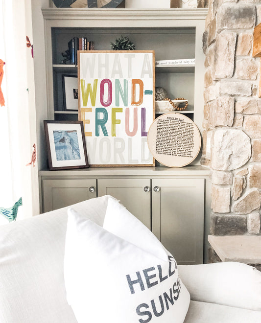 What A Wonderful World Framed Wood Sign