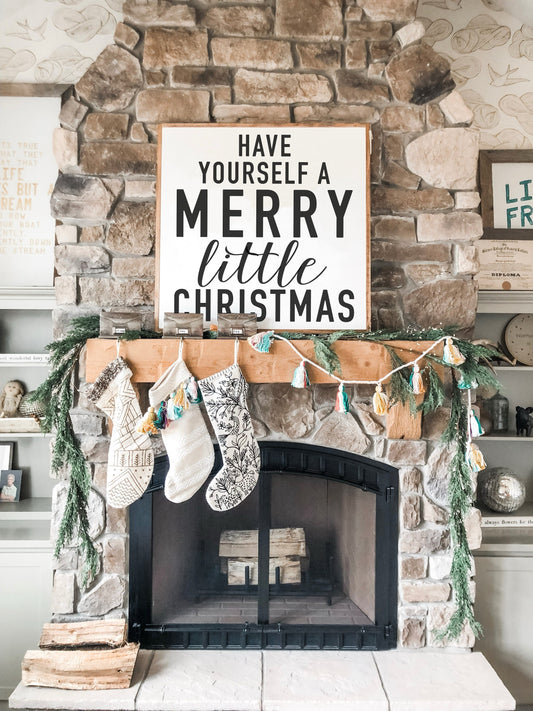 Have Yourself A Merry Little Christmas Framed Wood Holiday Sign