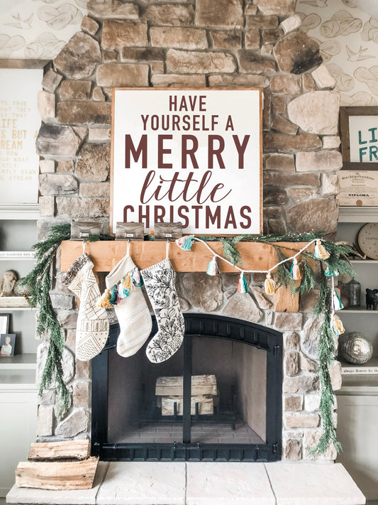 Have Yourself A Merry Little Christmas Framed Wood Holiday Sign