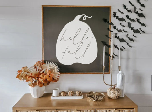 Happy Fall Y'all Pumpkin Framed Wood Sign Fall Decor